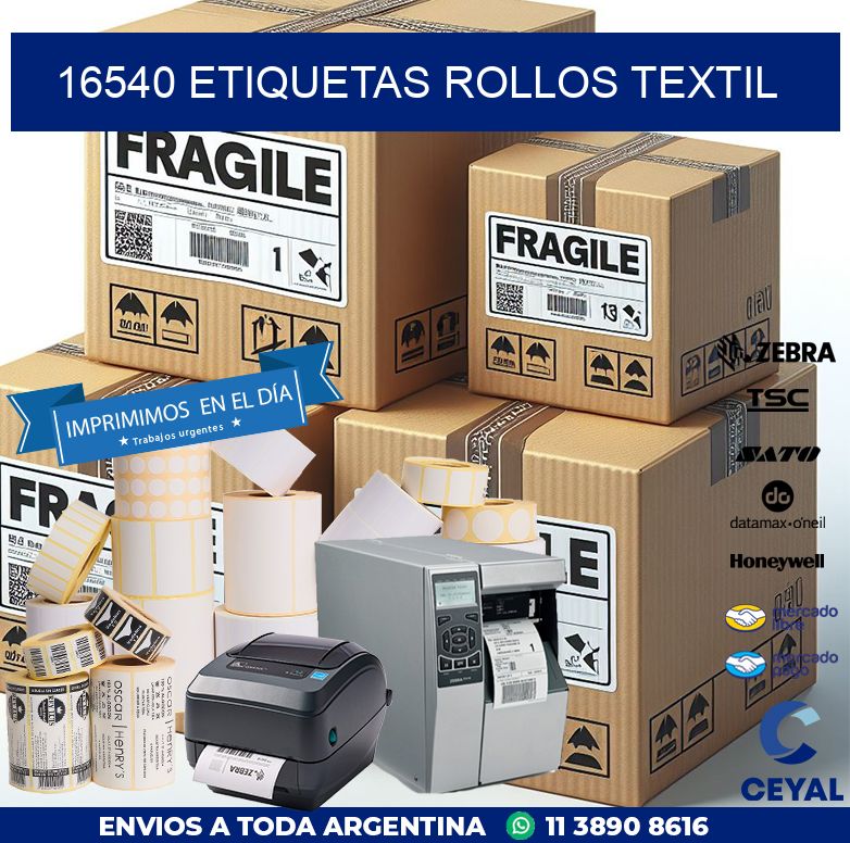 16540 etiquetas rollos TEXTIL