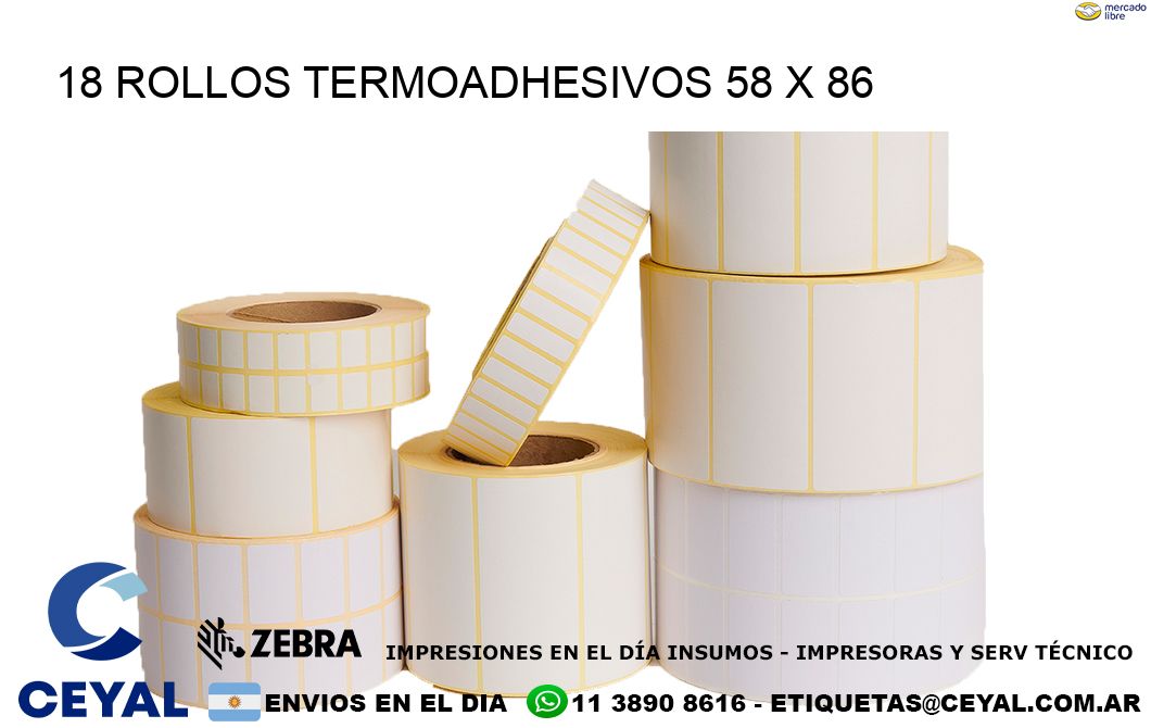 18 ROLLOS TERMOADHESIVOS 58 x 86