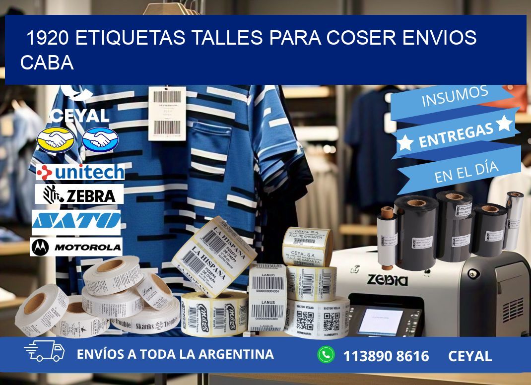 1920 ETIQUETAS TALLES PARA COSER ENVIOS CABA
