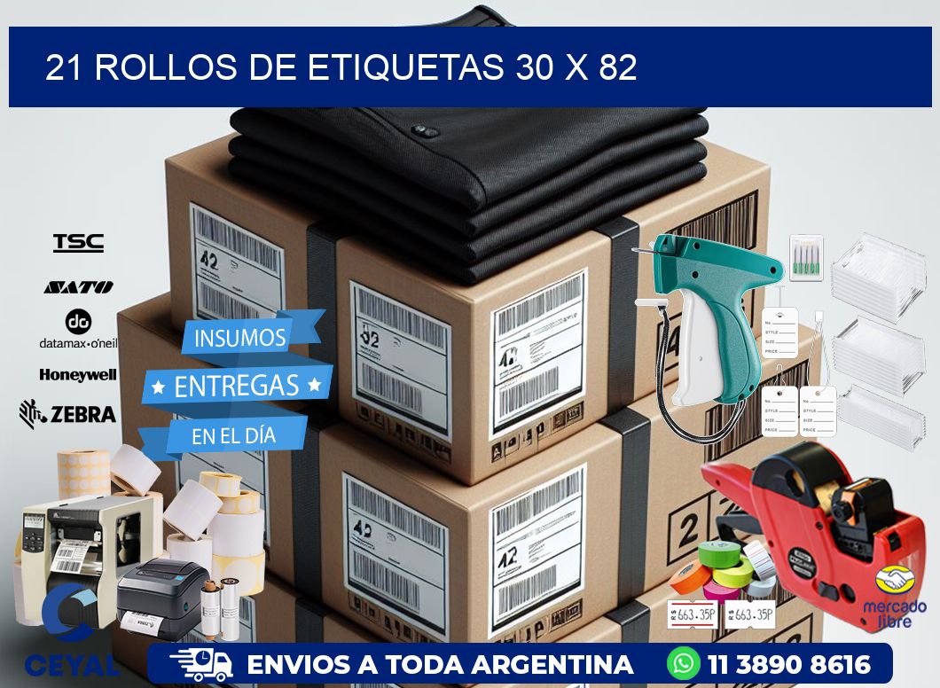 21 ROLLOS DE ETIQUETAS 30 x 82