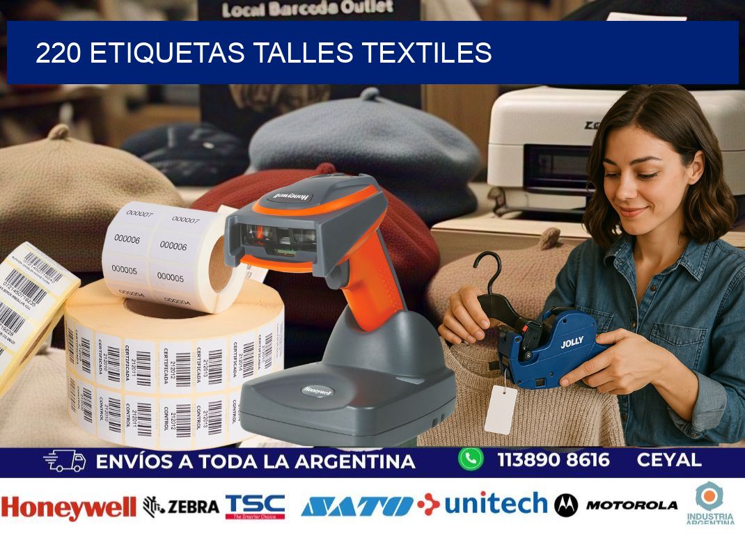 220 ETIQUETAS TALLES TEXTILES