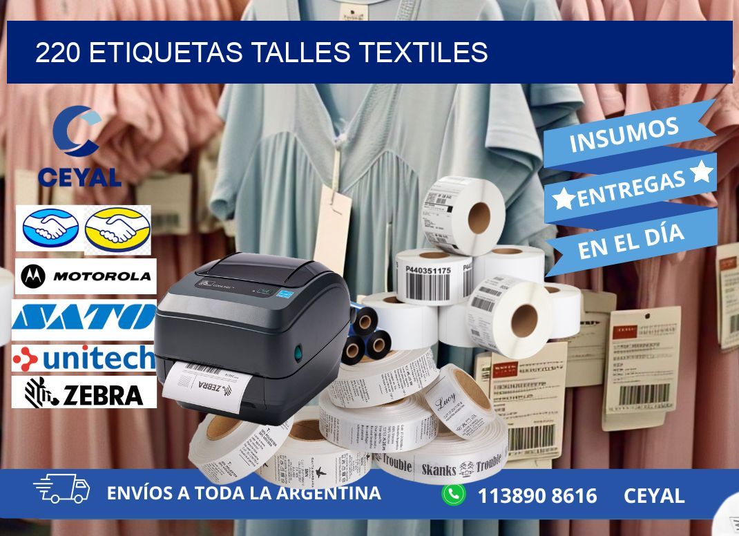 220 ETIQUETAS TALLES TEXTILES