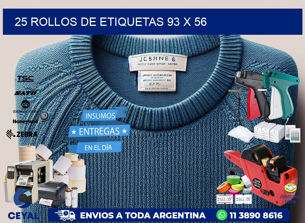 25 ROLLOS DE ETIQUETAS 93 x 56