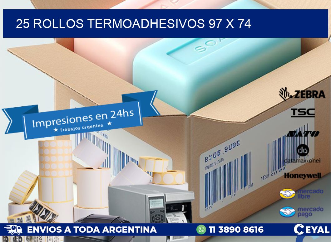 25 ROLLOS TERMOADHESIVOS 97 x 74