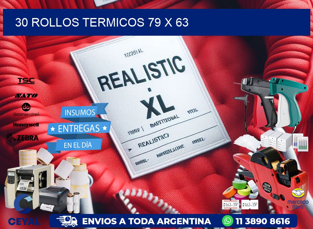 30 ROLLOS TERMICOS 79 x 63