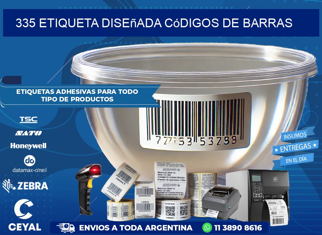 335 etiqueta diseñada códigos de barras