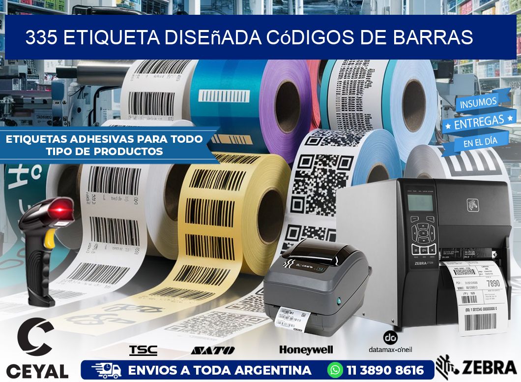 335 etiqueta diseñada códigos de barras