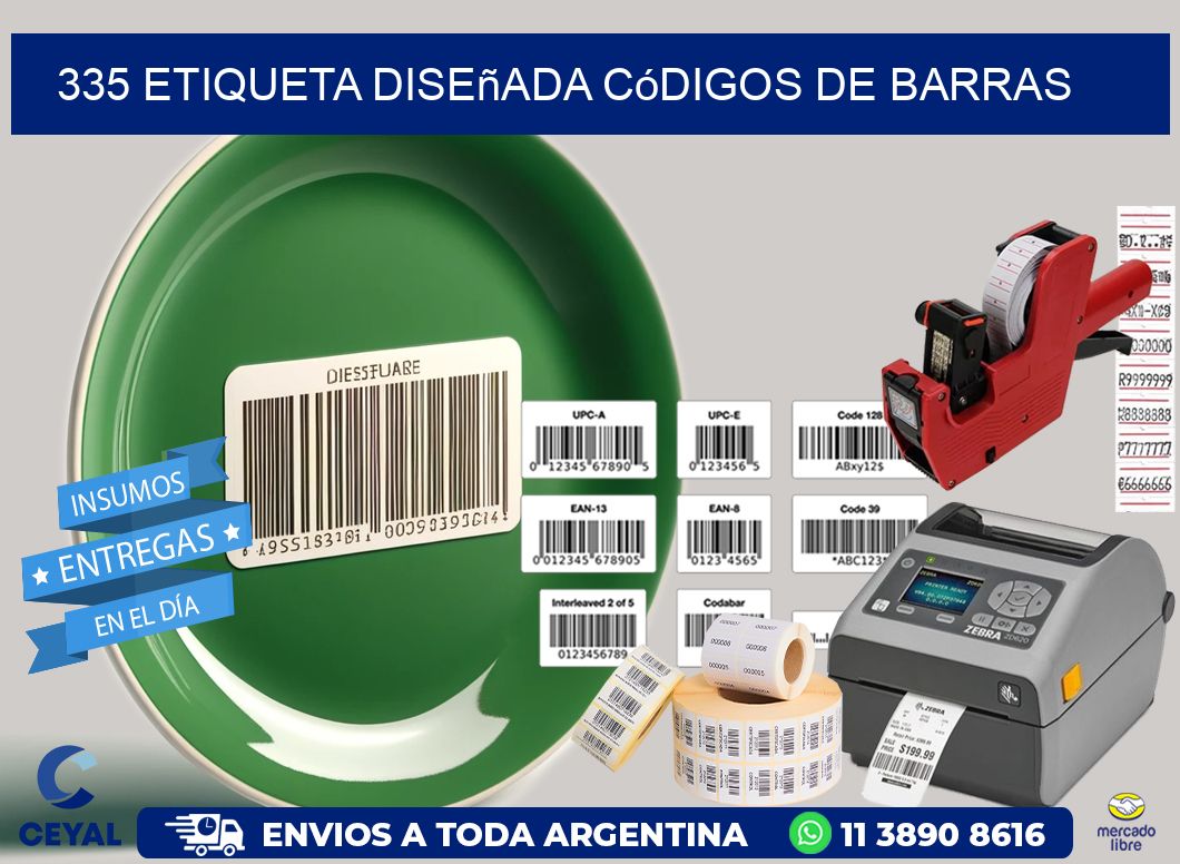 335 etiqueta diseñada códigos de barras