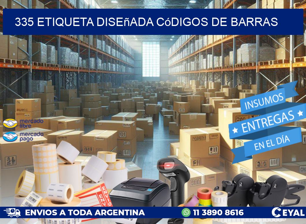 335 etiqueta diseñada códigos de barras