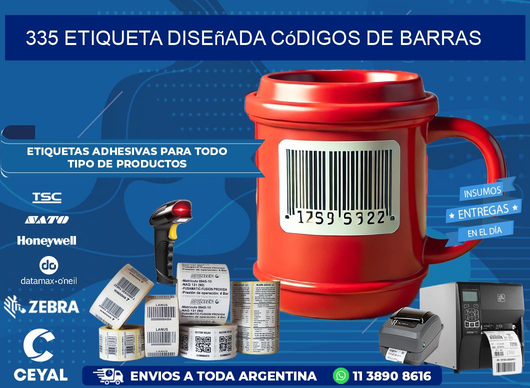 335 etiqueta diseñada códigos de barras