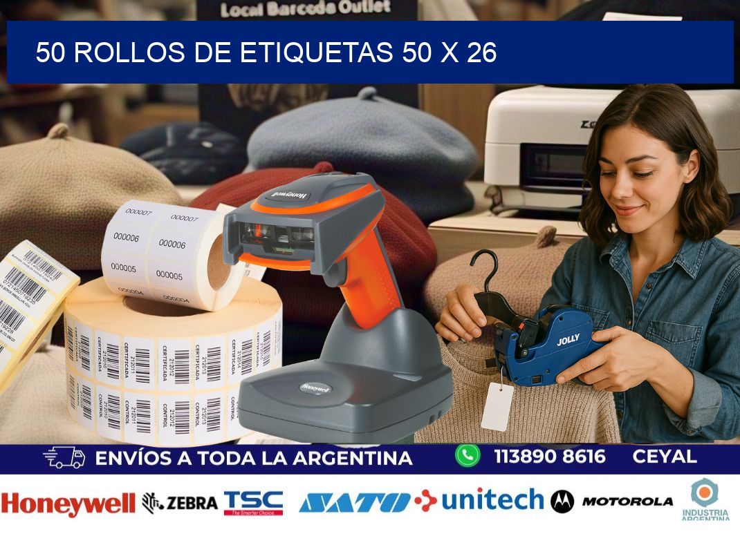 50 ROLLOS DE ETIQUETAS 50 x 26