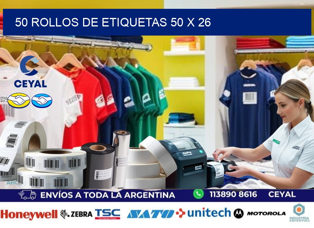 50 ROLLOS DE ETIQUETAS 50 x 26