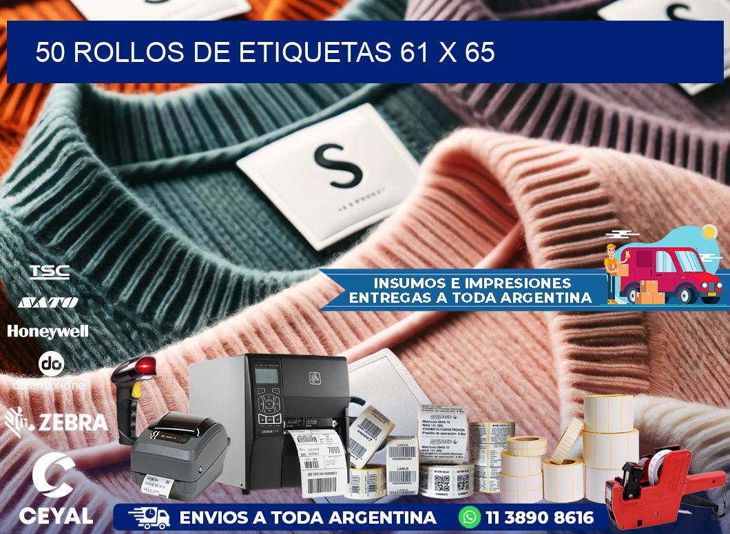 50 ROLLOS DE ETIQUETAS 61 x 65