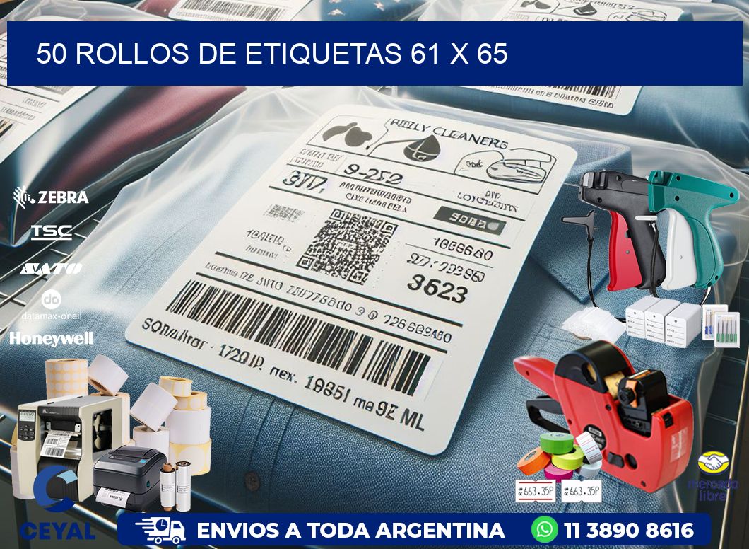 50 ROLLOS DE ETIQUETAS 61 x 65