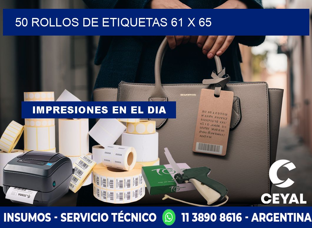 50 ROLLOS DE ETIQUETAS 61 x 65