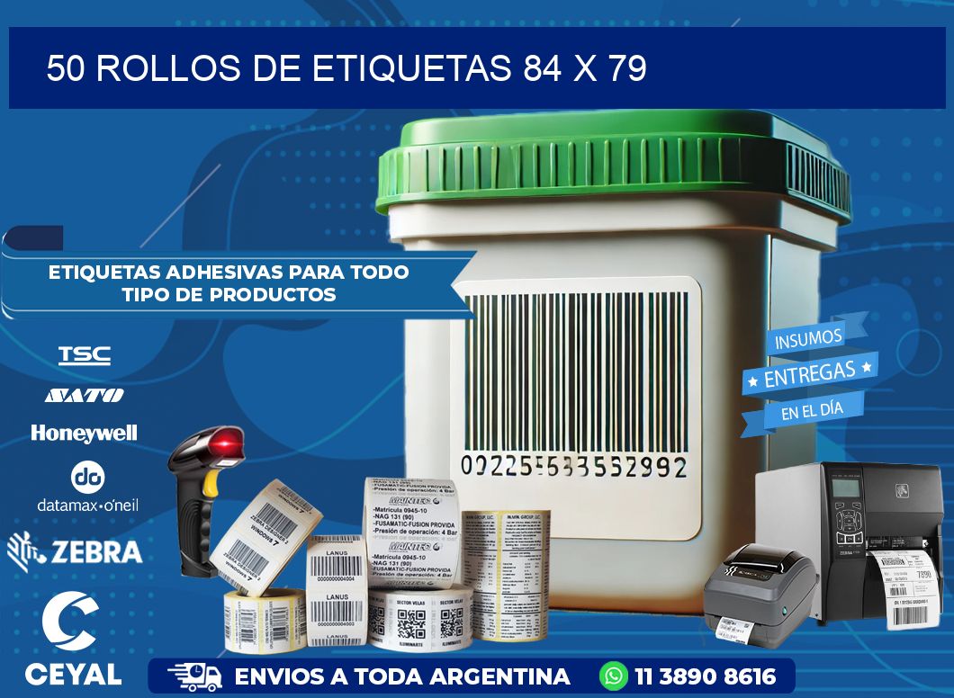 50 ROLLOS DE ETIQUETAS 84 x 79