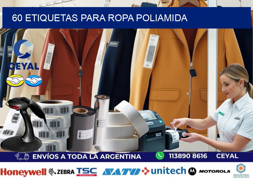 60 Etiquetas para ropa POLIAMIDA