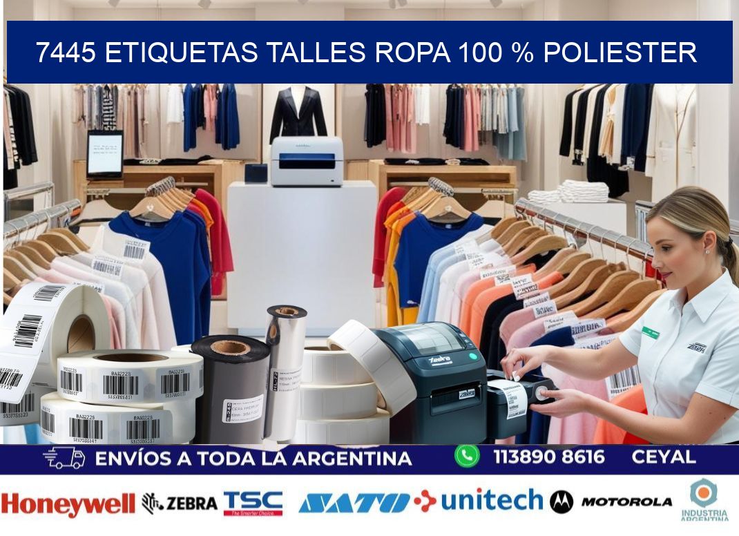 7445 ETIQUETAS TALLES ROPA 100 % POLIESTER