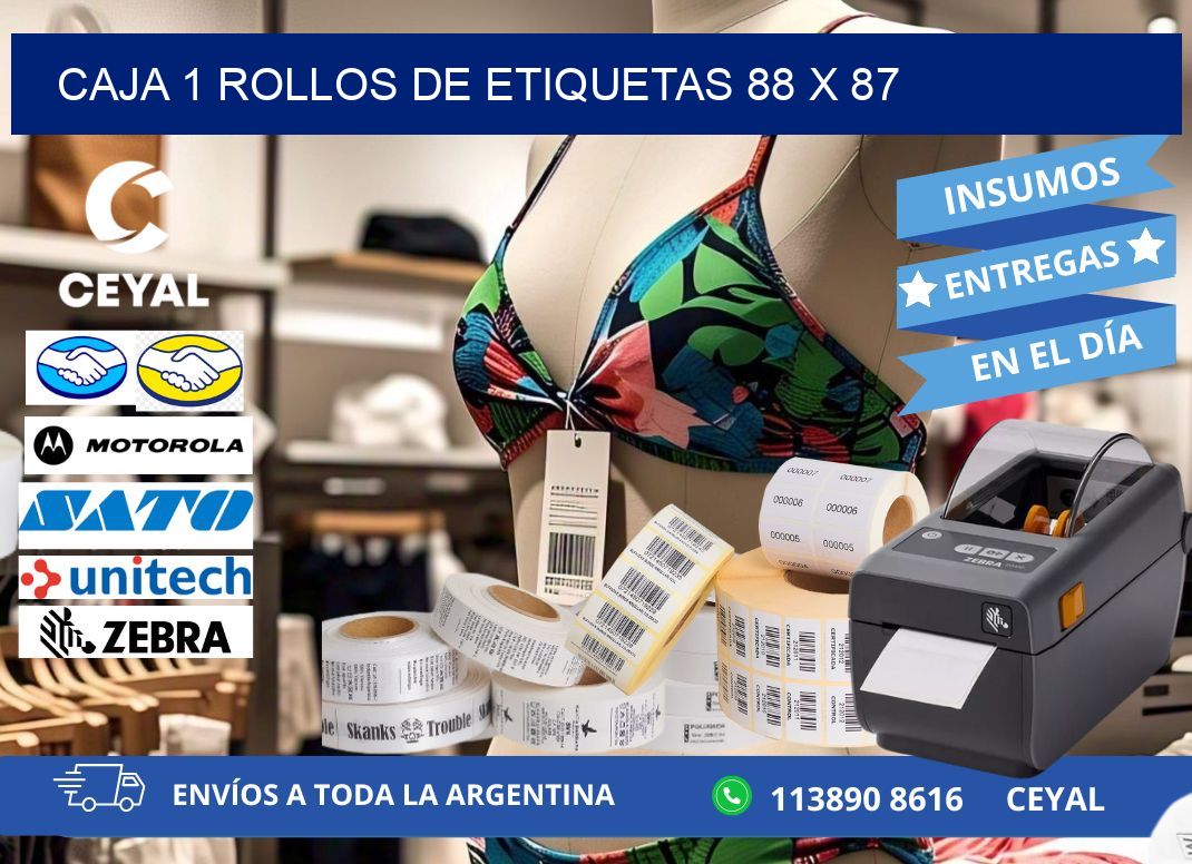 CAJA 1 ROLLOS DE ETIQUETAS 88 x 87