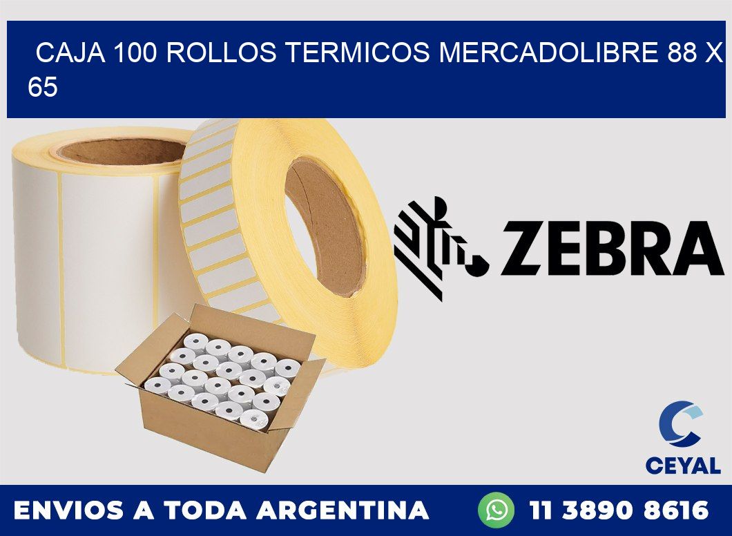 CAJA 100 ROLLOS TERMICOS MERCADOLIBRE 88 x 65