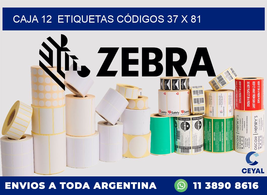 CAJA 12  ETIQUETAS CÓDIGOS 37 x 81