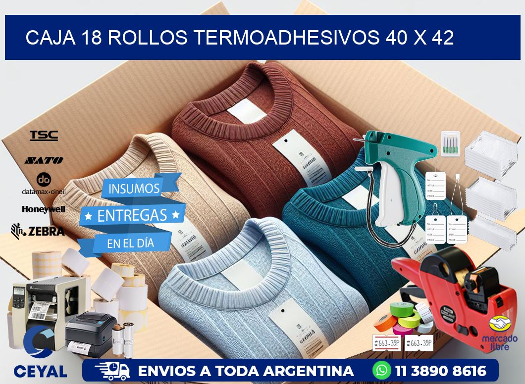 CAJA 18 ROLLOS TERMOADHESIVOS 40 x 42