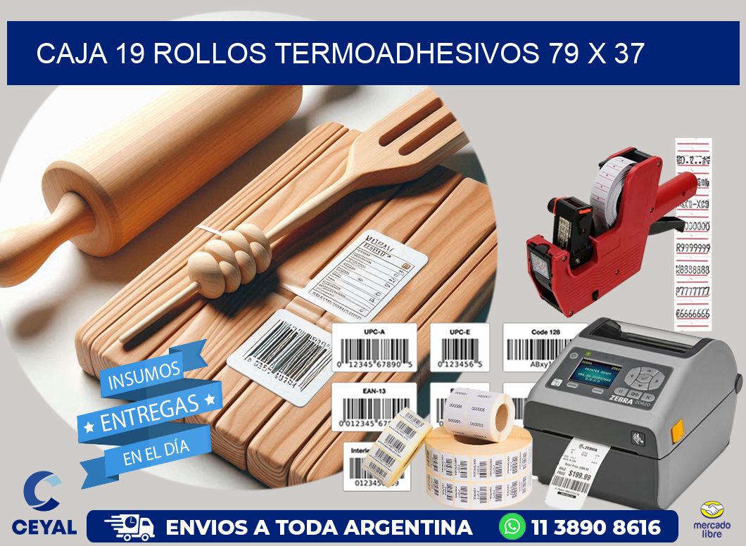 CAJA 19 ROLLOS TERMOADHESIVOS 79 x 37