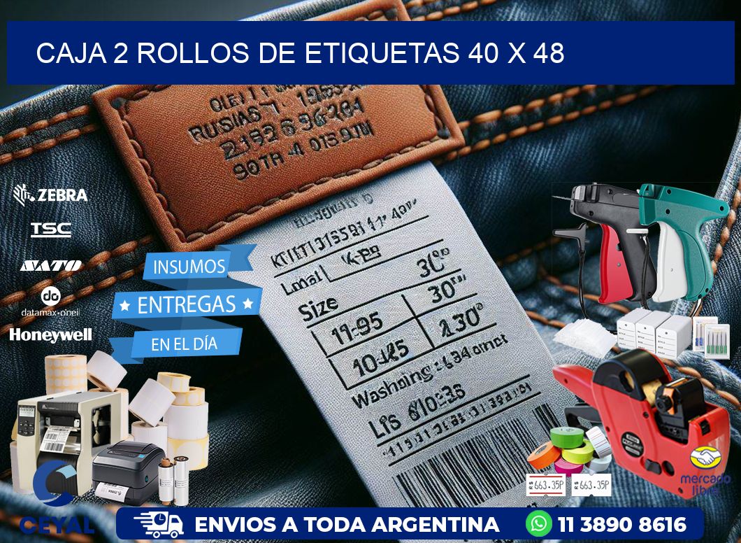 CAJA 2 ROLLOS DE ETIQUETAS 40 x 48