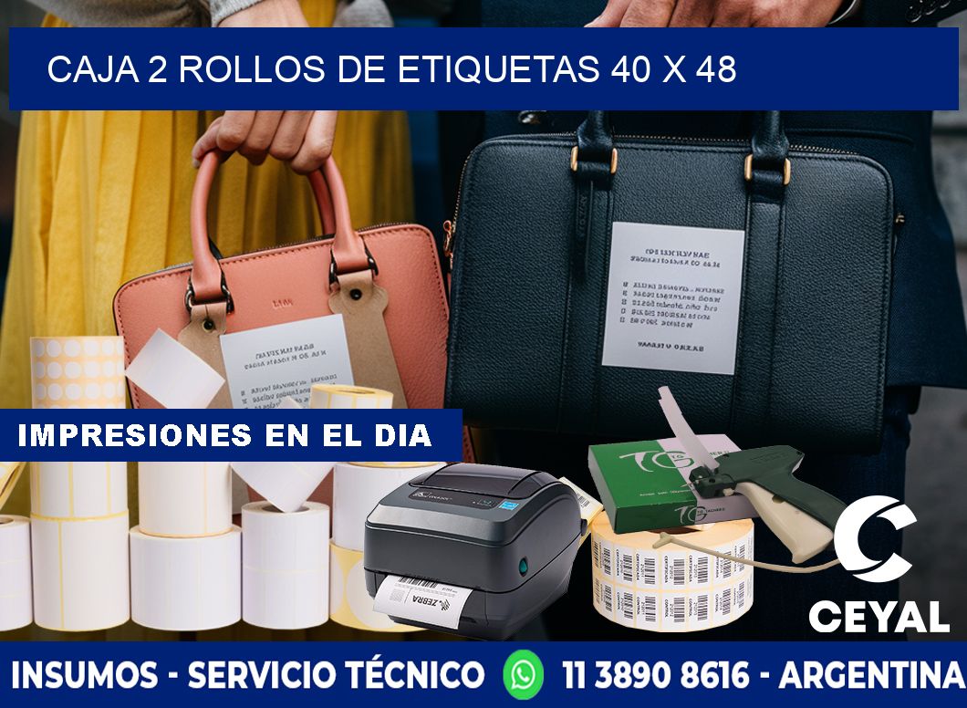 CAJA 2 ROLLOS DE ETIQUETAS 40 x 48