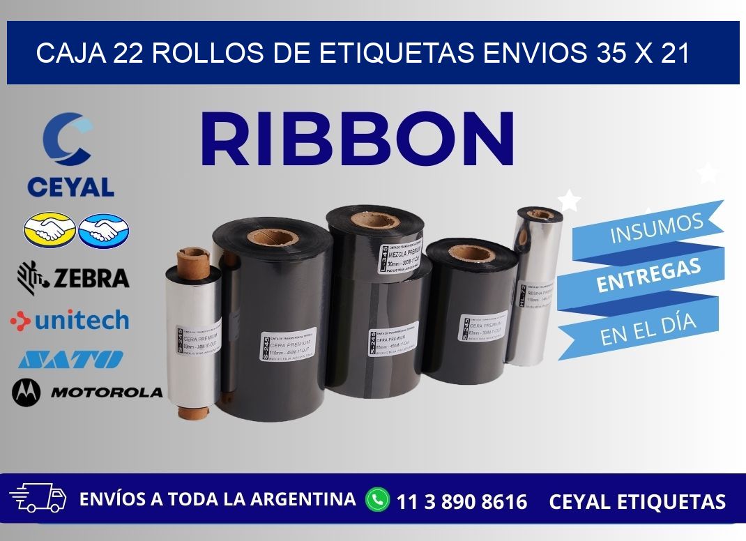 CAJA 22 ROLLOS DE ETIQUETAS ENVIOS 35 x 21