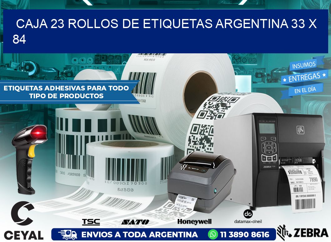 CAJA 23 ROLLOS DE ETIQUETAS ARGENTINA 33 x 84