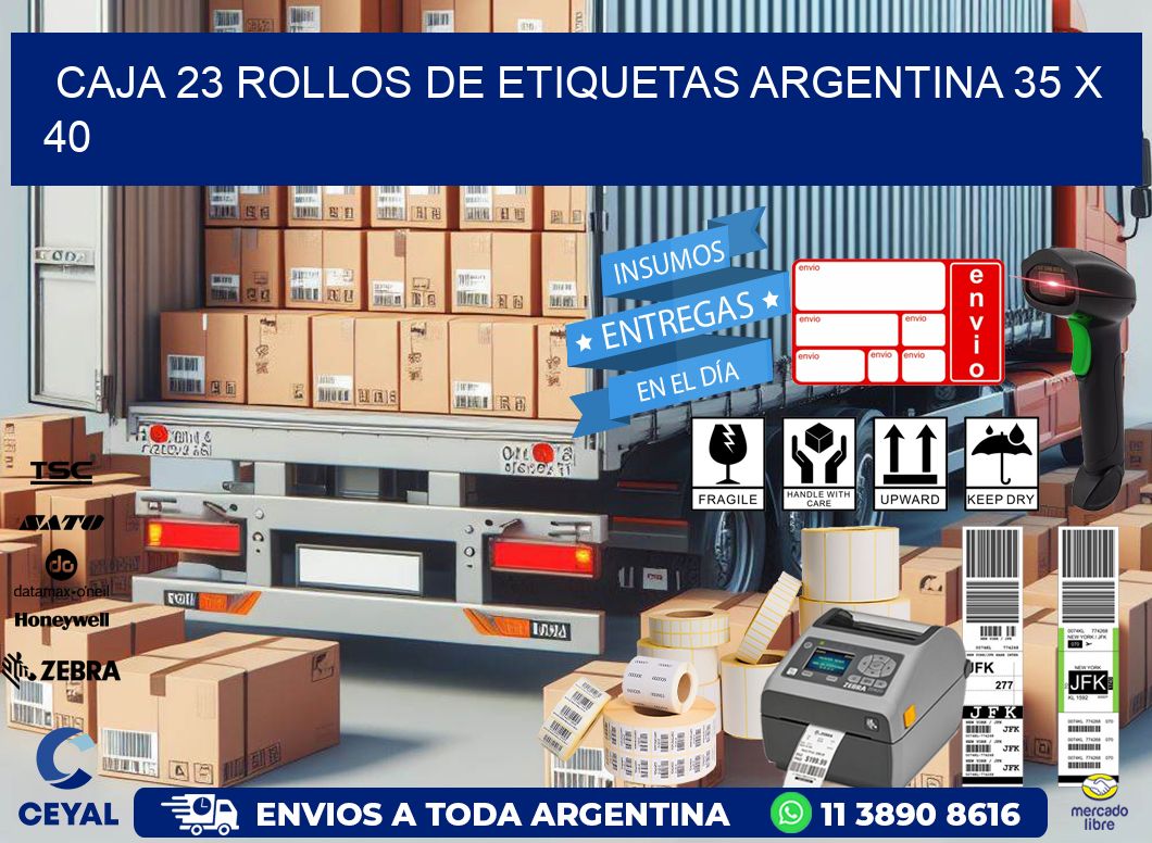 CAJA 23 ROLLOS DE ETIQUETAS ARGENTINA 35 x 40