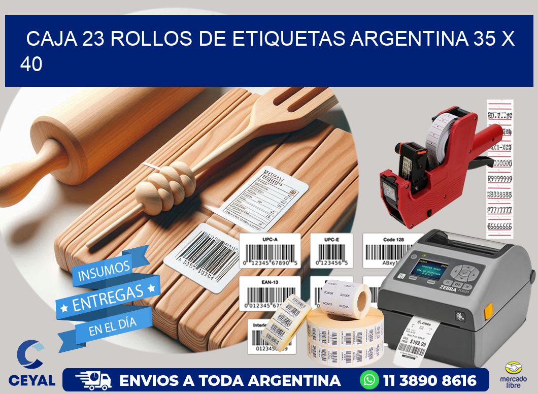 CAJA 23 ROLLOS DE ETIQUETAS ARGENTINA 35 x 40