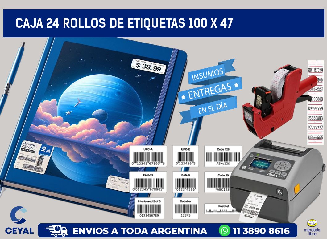 CAJA 24 ROLLOS DE ETIQUETAS 100 x 47
