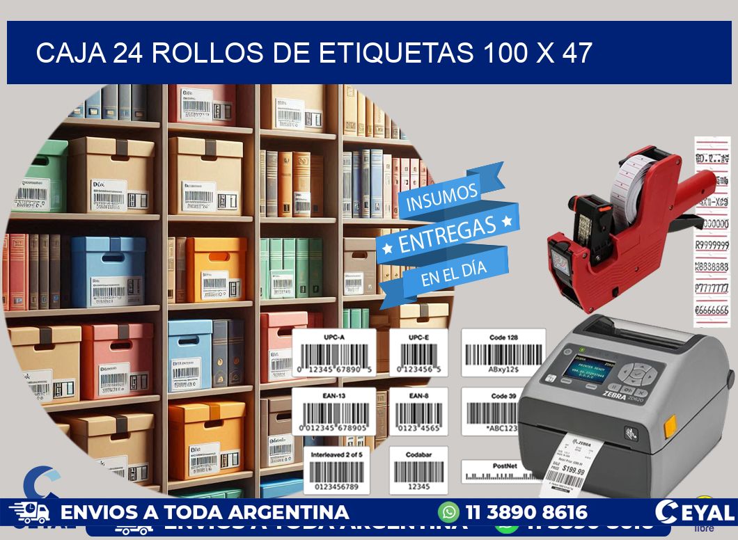 CAJA 24 ROLLOS DE ETIQUETAS 100 x 47