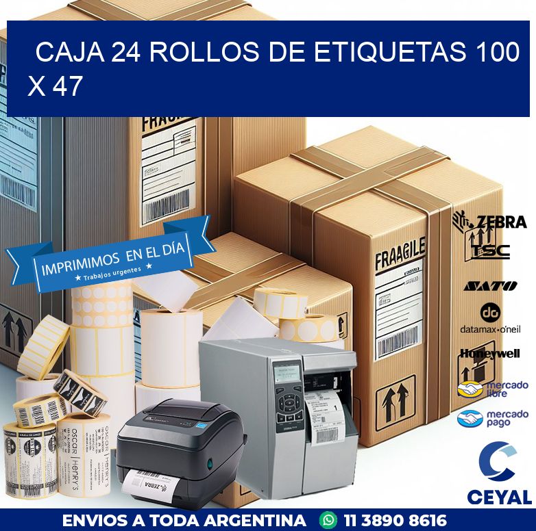 CAJA 24 ROLLOS DE ETIQUETAS 100 x 47