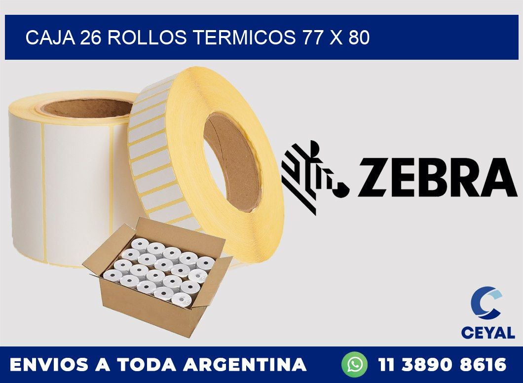 CAJA 26 ROLLOS TERMICOS 77 x 80