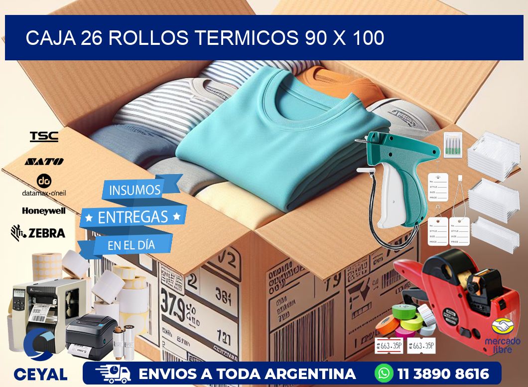 CAJA 26 ROLLOS TERMICOS 90 x 100