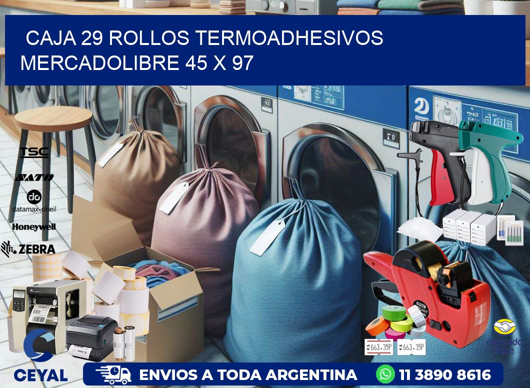 CAJA 29 ROLLOS TERMOADHESIVOS MERCADOLIBRE 45 x 97