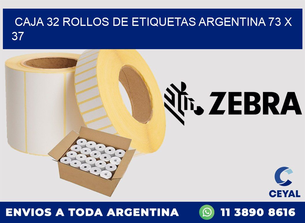 CAJA 32 ROLLOS DE ETIQUETAS ARGENTINA 73 x 37