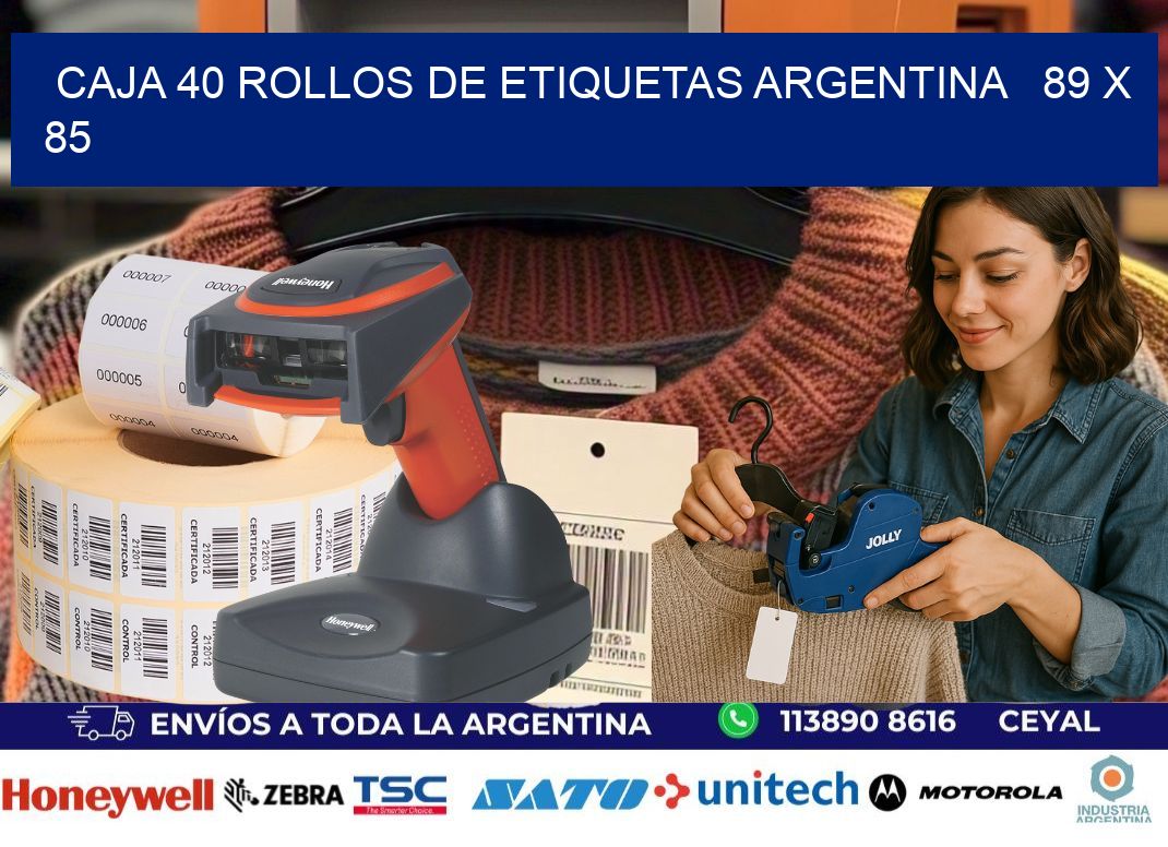 CAJA 40 ROLLOS DE ETIQUETAS ARGENTINA   89 x 85