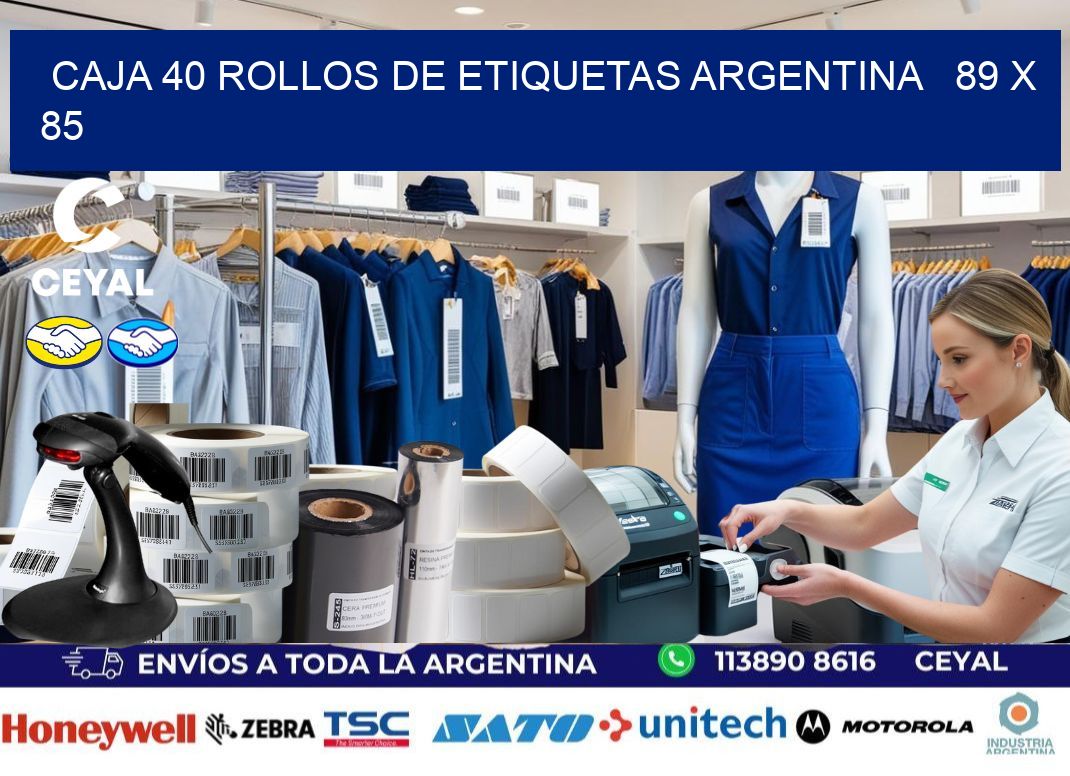 CAJA 40 ROLLOS DE ETIQUETAS ARGENTINA   89 x 85