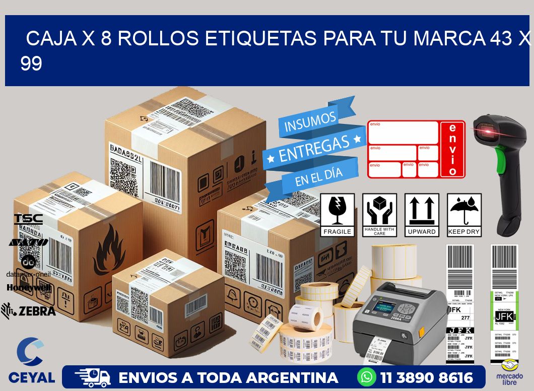 Caja X 8 Rollos Etiquetas para tu marca 43 x 99