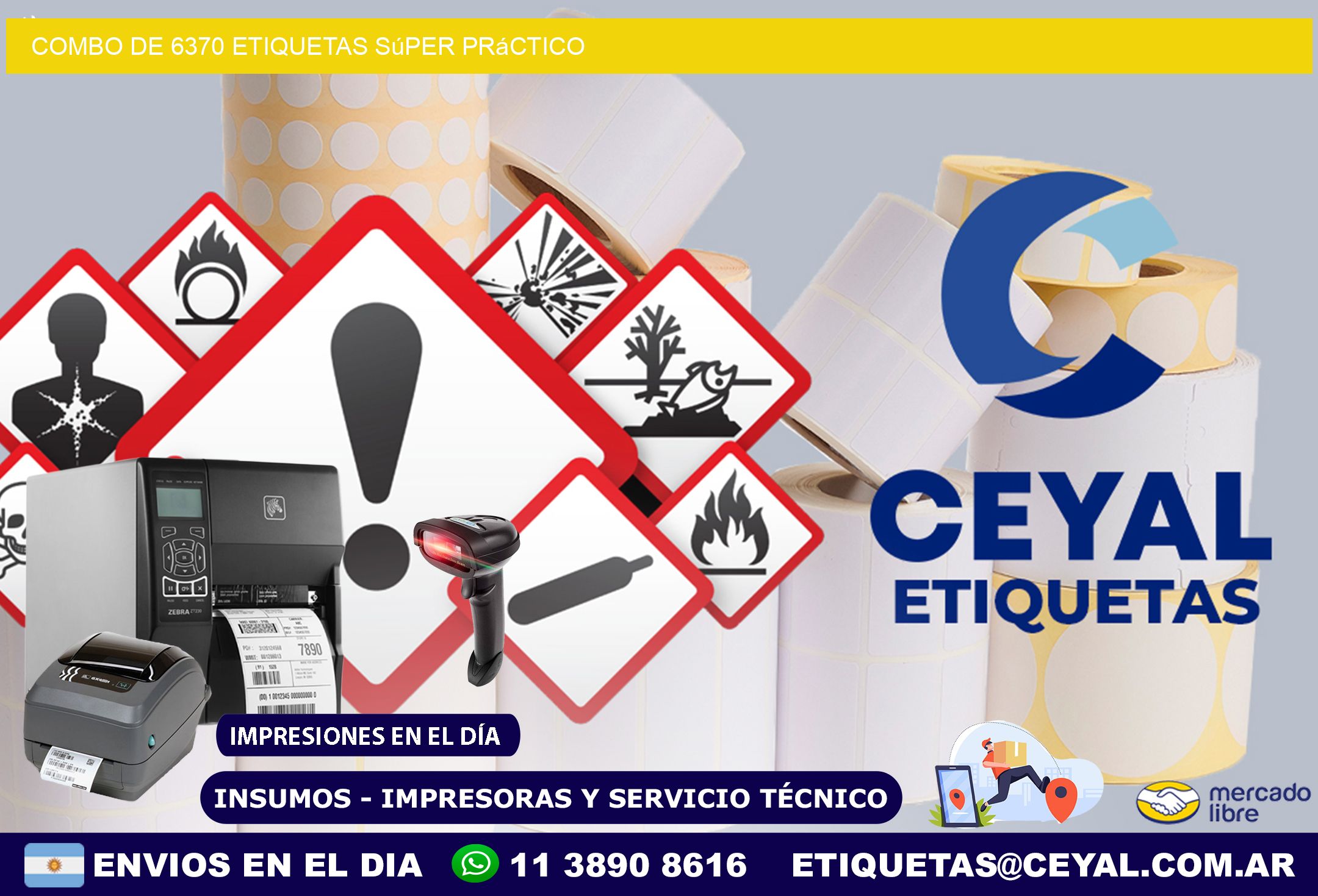 Combo de 6370 etiquetas súper práctico