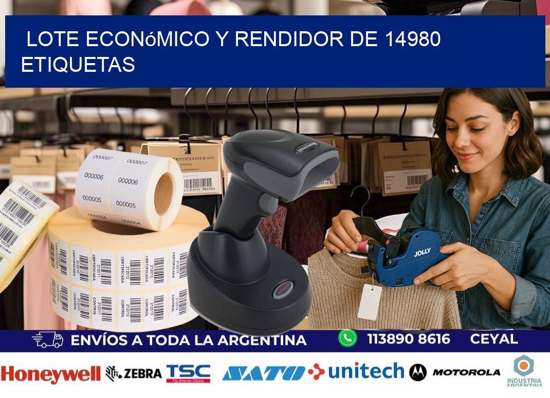 Lote económico y rendidor de 14980 etiquetas