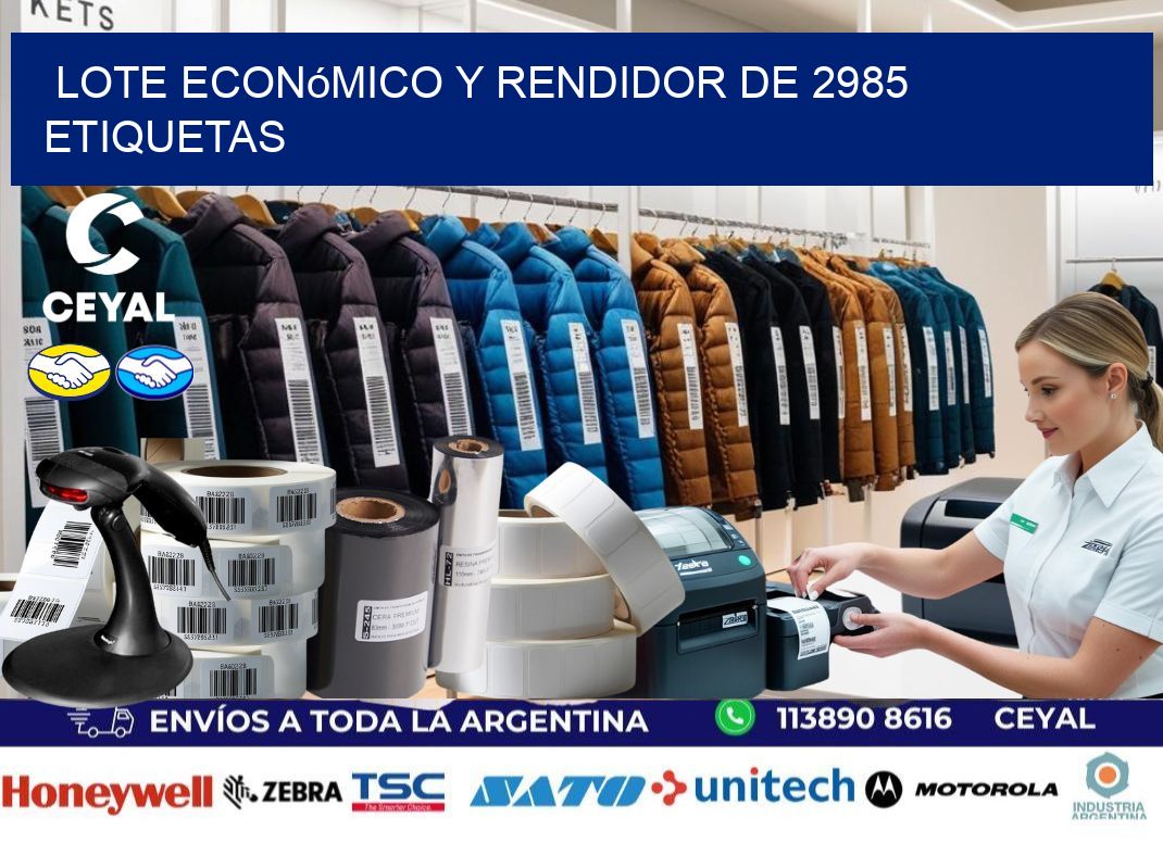 Lote económico y rendidor de 2985 etiquetas