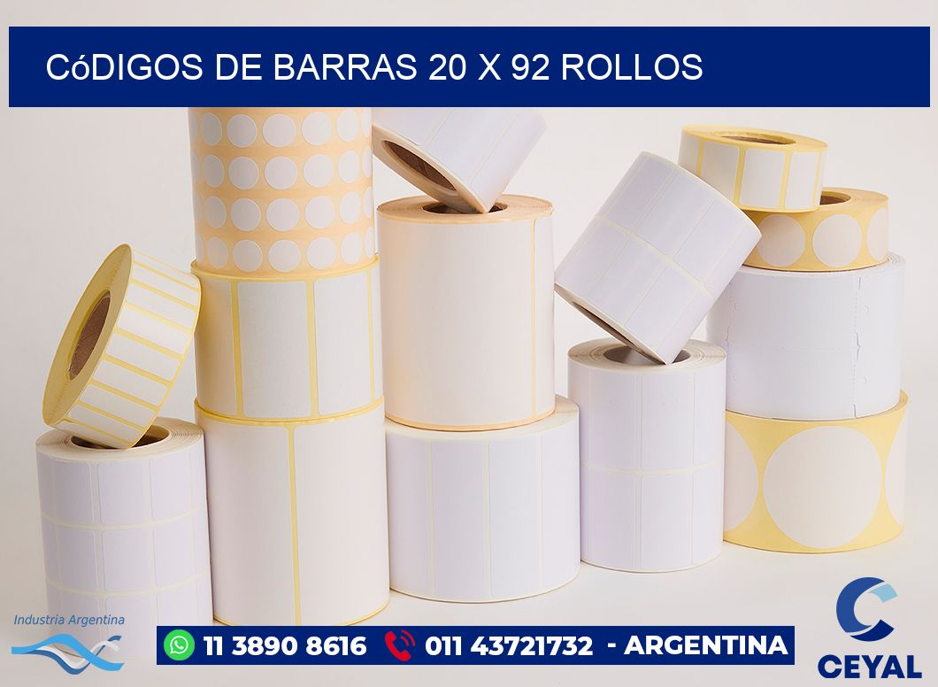 Códigos de Barras 20 x 92 ROLLOS