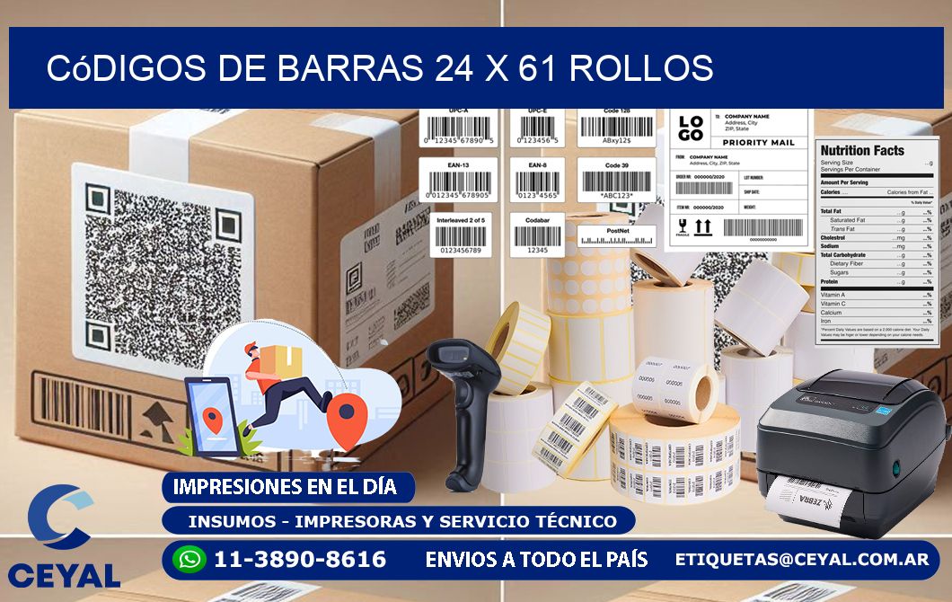 Códigos de Barras 24 x 61 ROLLOS