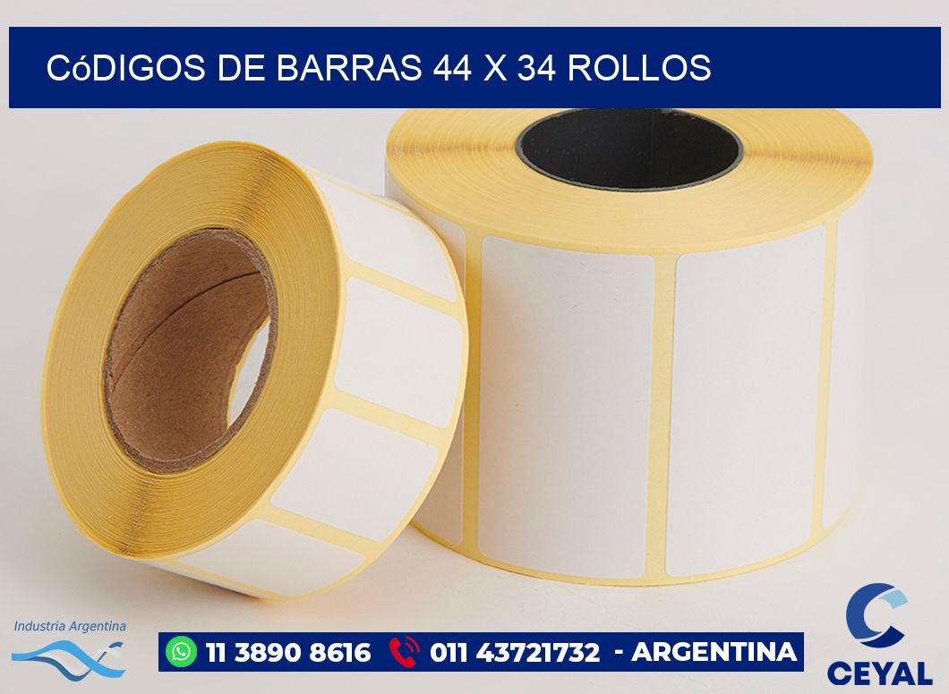 Códigos de Barras 44 x 34 ROLLOS