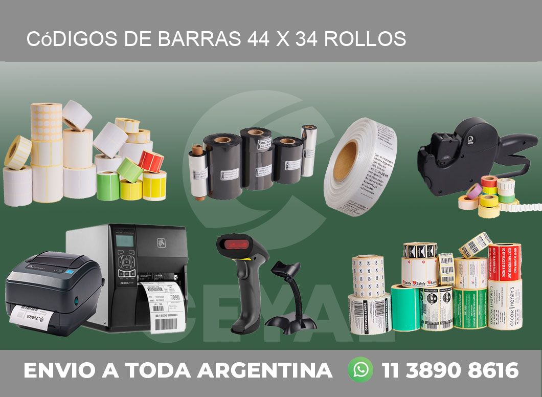Códigos de Barras 44 x 34 ROLLOS